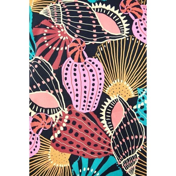 NWT Farm Rio Mock Neck Shell Print Blouse Sz M Boho Coastal Beachy Tribal Batik - Picture 13 of 13